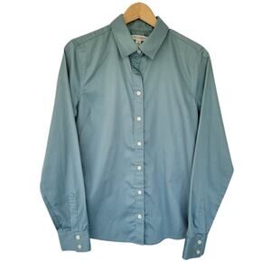 Banana Republic Long Sleeve Button Down Shirt Green Womens Size 10 Cotton